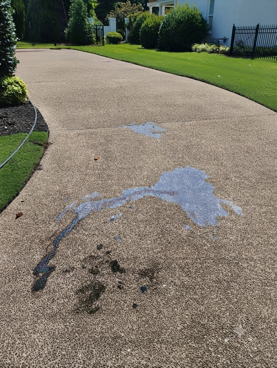 Concrete Driveway — Oil & Stain Removal, before professional cleaning in Jackson, TN